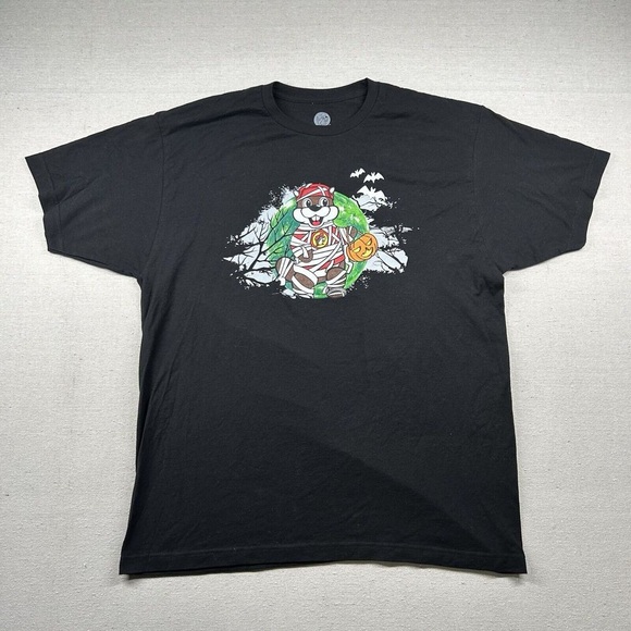 Men's Black Graphic Tee with Cartoon Design - Picture 1 of 2